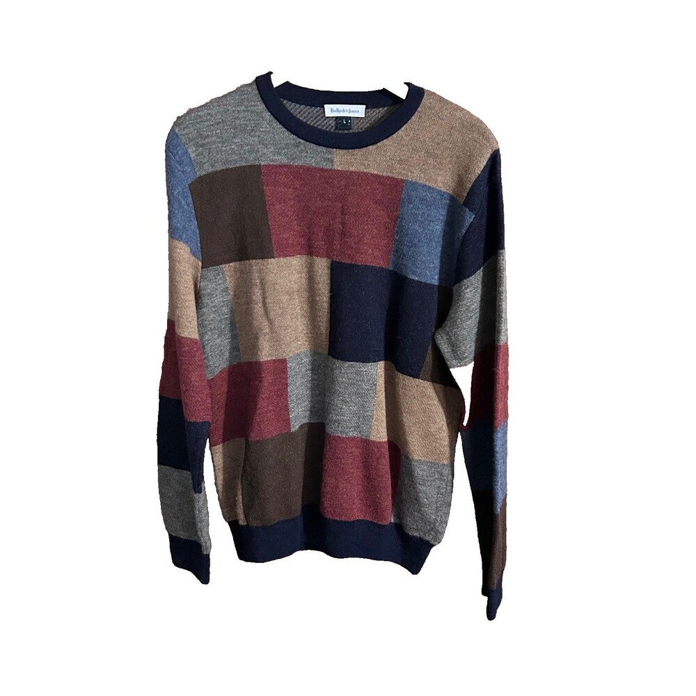 Bullock & Jones Men's sz L 100% Baby Alpaca Archer Color Block Crewneck Sweater